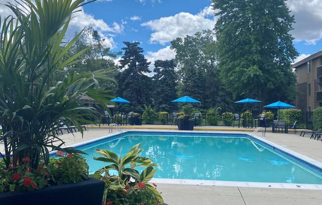 Sparkling pool at Lakeside Village Apartments Clinton Township MI 48038