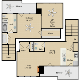 1 bed, 1.5 baths, 1,109 sqft, $1,540