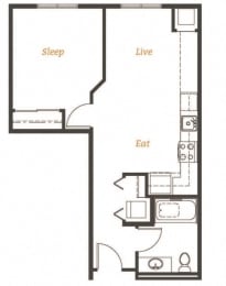 1 bed, 1 bath, 576 sqft, $1,710