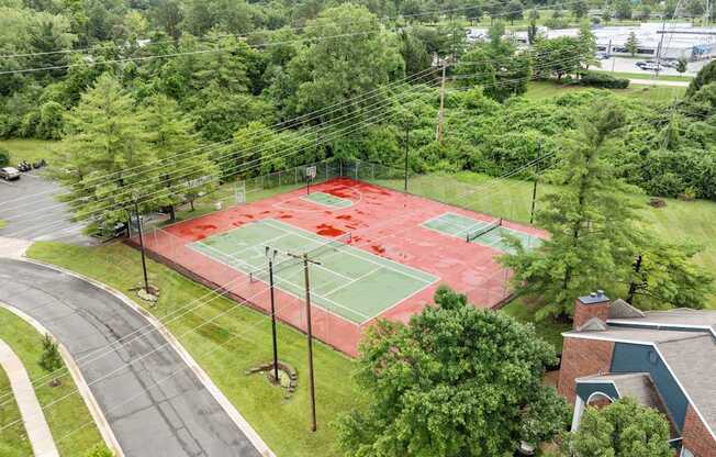 Aerial View of Tennis Court