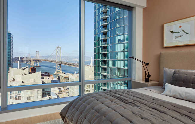 Bedroom with Floor-to-Ceiling Windows and Views of the Bay Bridge