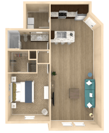 1 bed, 1 bath, 898 sqft, $1,521