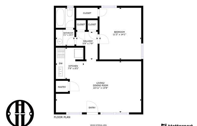 1 bed, 1 bath, 647 sqft, $962, Unit F2