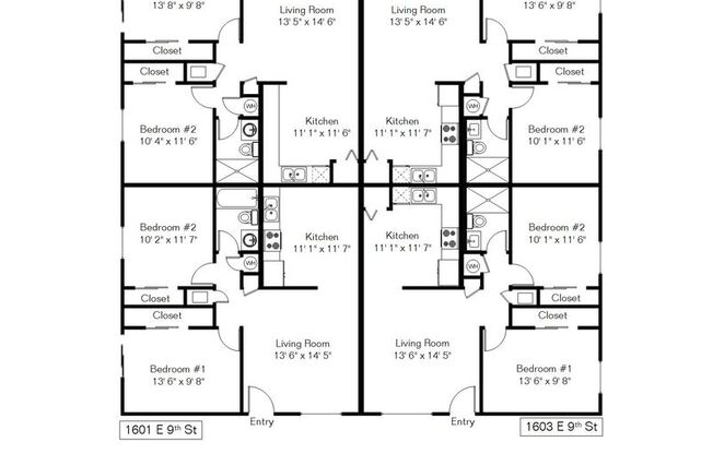 2 beds, 1 bath, 758 sqft, $1,900, Unit 1