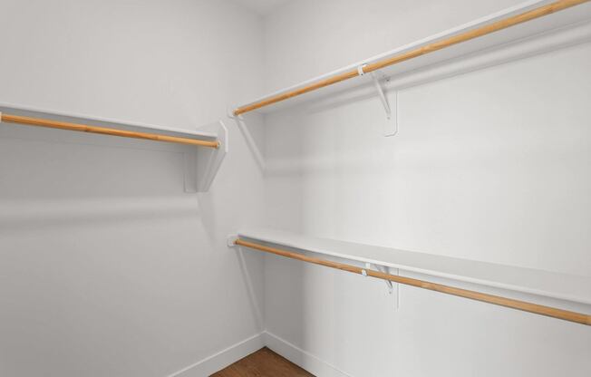 Empty room with two shelves.