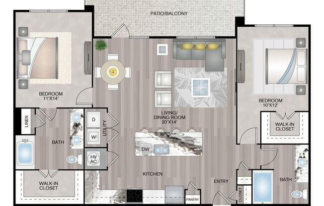 2 beds, 2 baths, 1,215 sqft, $1,663