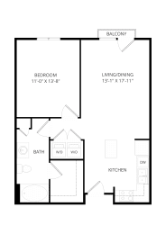 1 bed, 1 bath, 712 sqft, $1,194