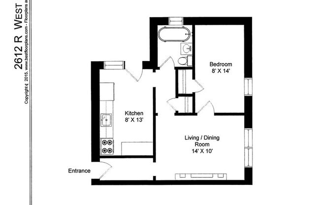 1 bed, 1 bath, 585 sqft, $1,635, Unit 2612G-2R