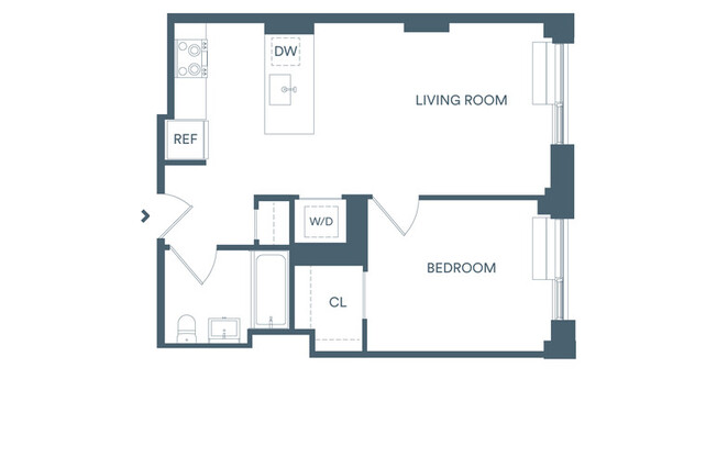 1 bed, 1 bath, $3,450, Unit 1205E