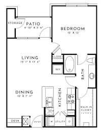 1 bed, 1 bath, 728 sqft, $1,215