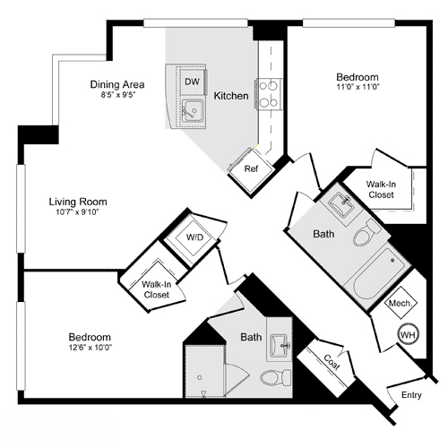 2 beds, 2 baths, 978 sqft, $3,210, Unit 503
