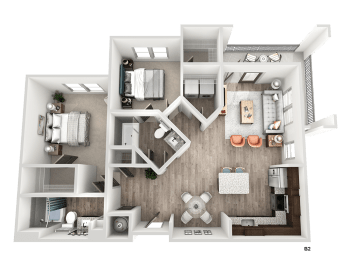 2 beds, 2 baths, 1,053 sqft, $1,788