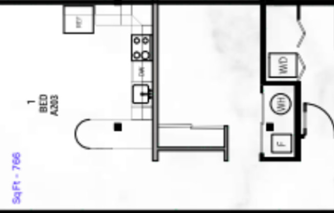 1 bed, 1 bath, 766 sqft, $1,297, Unit A205