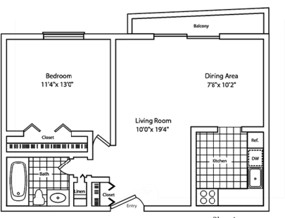 1 bed, 1 bath, 680 sqft, $838