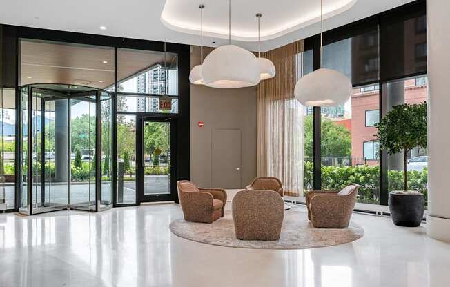a dining room with chairs and a table in a lobby  at Cassidy on Canal, Chicago, 60606