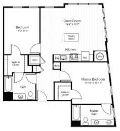 2 beds, 2 baths, 1,102 sqft, $4,262