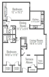 2 beds, 2 baths, 1,075 sqft, $1,099