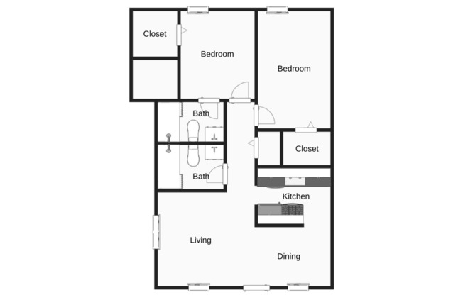 2 beds, 2 baths, 1,004 sqft, $1,260