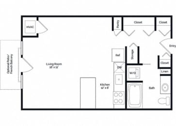 Studio, 1 bath, 546 sqft, $1,360