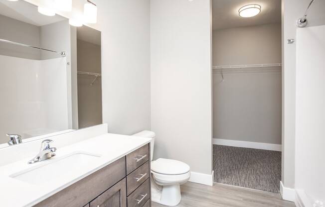 Large bathrooms with extra storage Large one and two bedroom apartments at RiverPointe Apartments in South Sioux City, NE