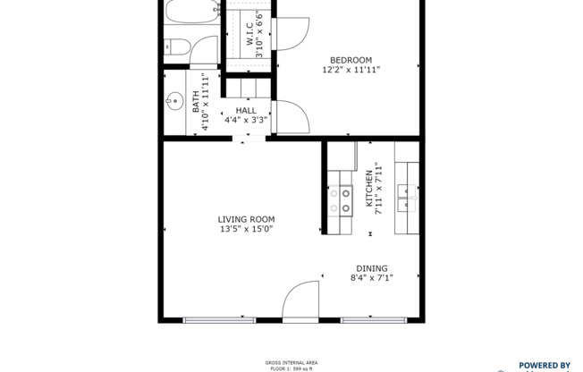 1 bed, 1 bath, 615 sqft, $2,400, Unit 11