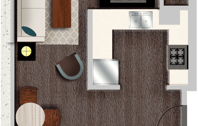 Studio, 1 bath, 620 sqft, $1,954, Unit 222