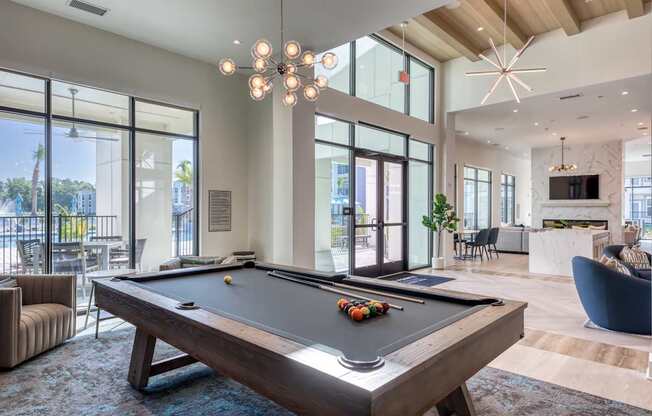 Resident lounge pool table.