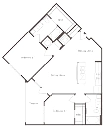 2 beds, 2 baths, 1,006 sqft, $1,414