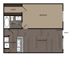 1 bed, 1 bath, 615 sqft, $815