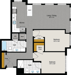 2 beds, 2 baths, 990 sqft, $2,552