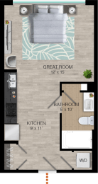 Studio, 1 bath, 487 sqft, $1,943