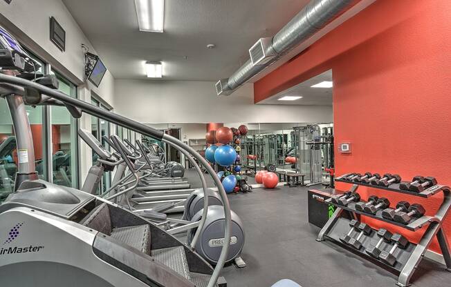 Large Fitness Center with high-tech exercise equipment at The Mosaic on Broadway, Texas, 78215