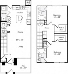 2 beds, 2.5 baths, 1,102 sqft, $3,348
