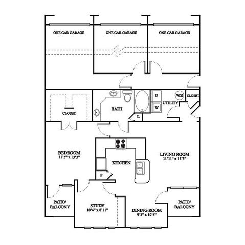 1 bed, 1 bath, 1,032 sqft, $1,354