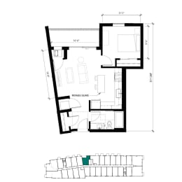 1 bed, 1 bath, 585 sqft, $1,699