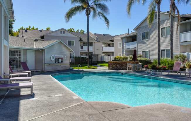 our apartments have a large swimming pool in front of our buildings