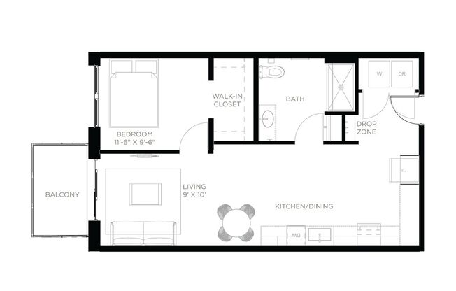1 bed, 1 bath, 703 sqft, $1,750, Unit 215