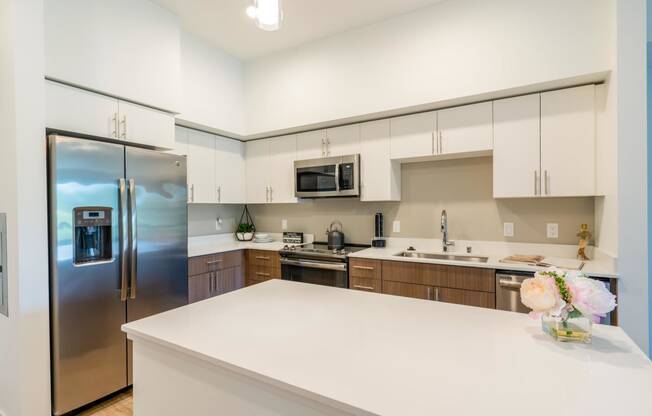 quartz island in kitchen