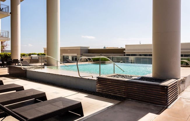 infinity edge pool with lounge seating