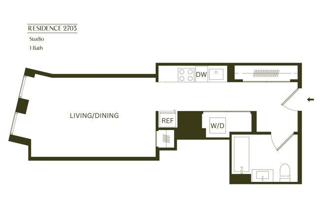 Studio, 1 bath, $4,100, Unit 2703