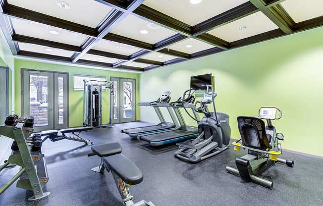spacious fitness center at Uptown Lake Apartments, Minneapolis