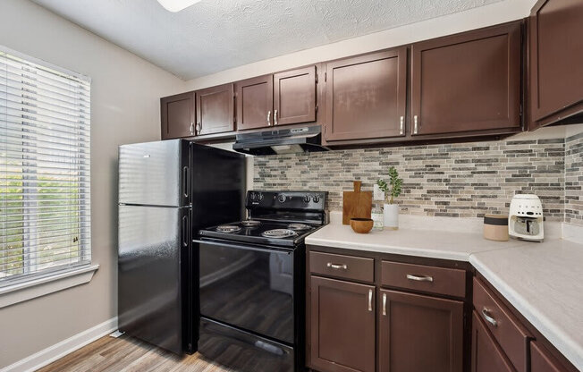 Model kitchen with backsplash