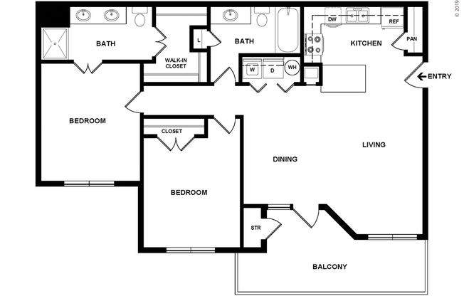 2 beds, 2 baths, 1,100 sqft, $1,630