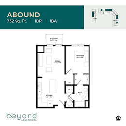 1 bed, 1 bath, 732 sqft, $1,655