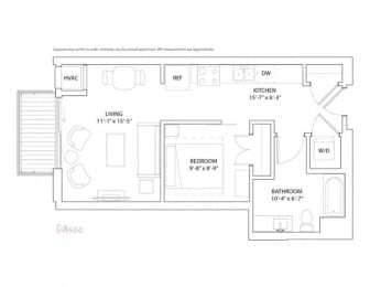 Studio, 1 bath, 586 sqft, $1,607