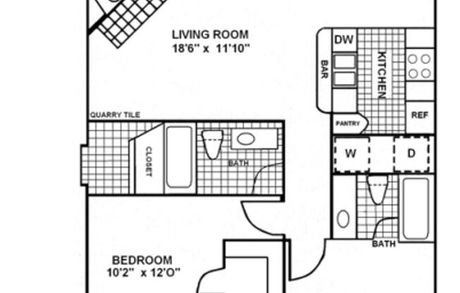 2 beds, 2 baths, 940 sqft, $1,395, Unit 2501