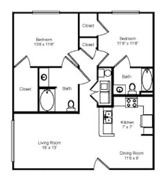 2 beds, 2 baths, 1,100 sqft, $1,163