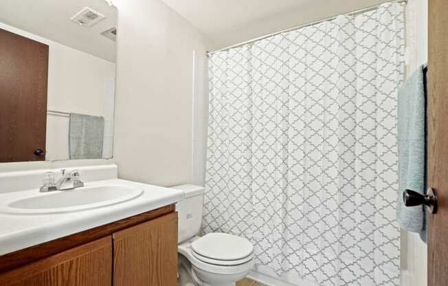 a bathroom with a sink toilet and shower at Beacon Hill and Great Oaks Apartments, Rockford, Illinois