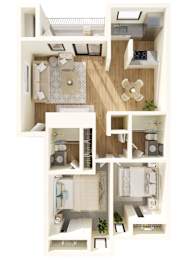 2 beds, 2 baths, 975 sqft, $2,175