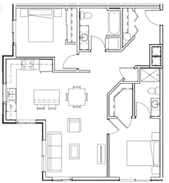 2 beds, 2 baths, 1,007 sqft, $2,670
